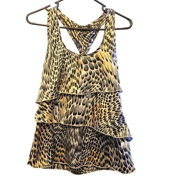 B-Wear Y2K Leopard Print Tiered Satin Top - Picture 1 of 6